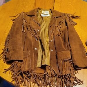 Elegant Brown Suede Fringe Jacket